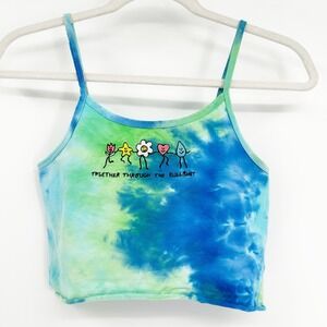 aLAB Womens Tie Dye Together Through The BS Graphic Crop Cami‎ Tank Top Size M